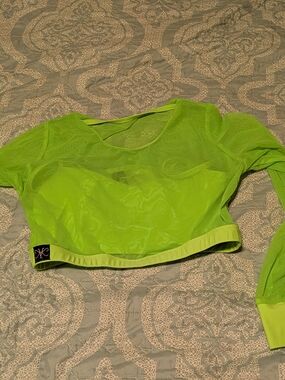 Kandi Kouture Neon Lime Mesh Long Sleeve Crop Top